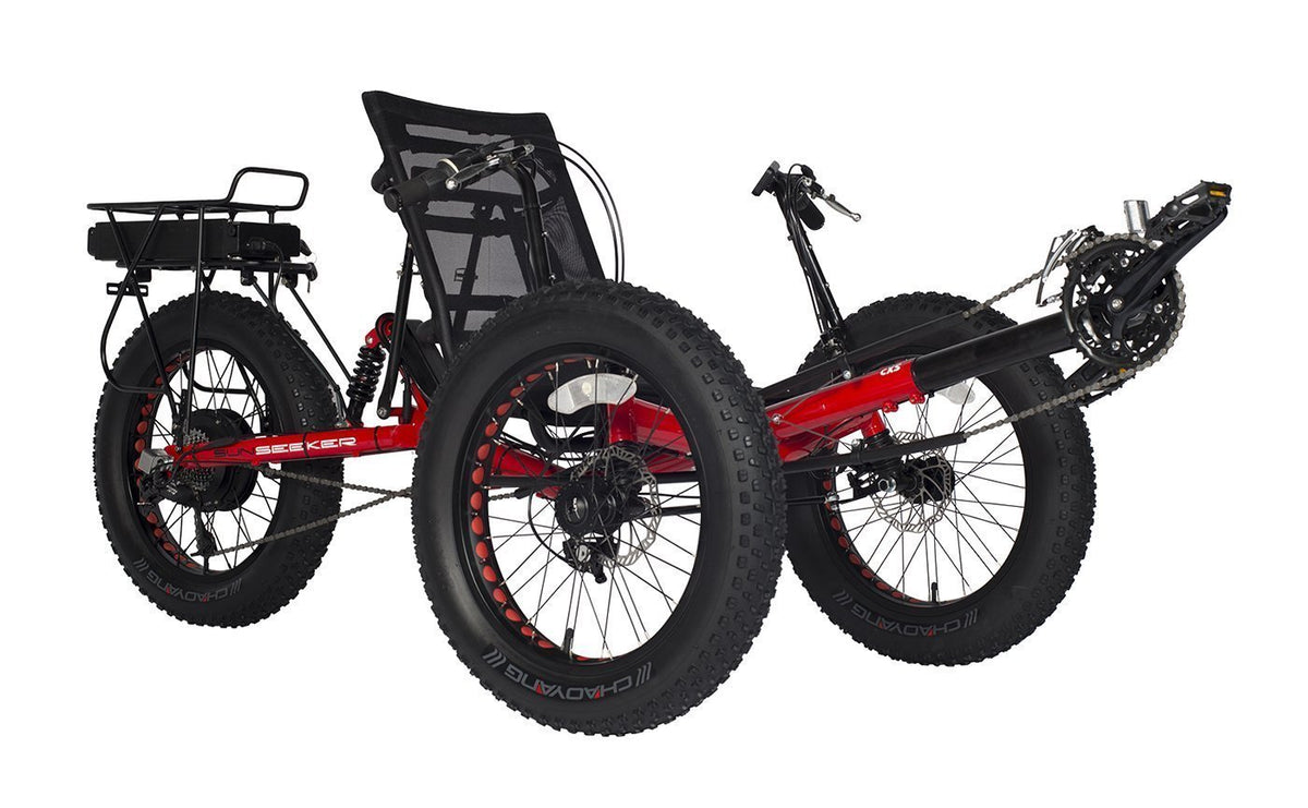 Tame and trails and road with the electric Fat-Tad CXS recumbent trike.