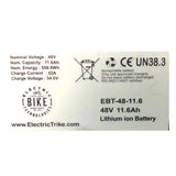 48v 11.6Ah Lithium Ion Battery for the Electric Fat Trike