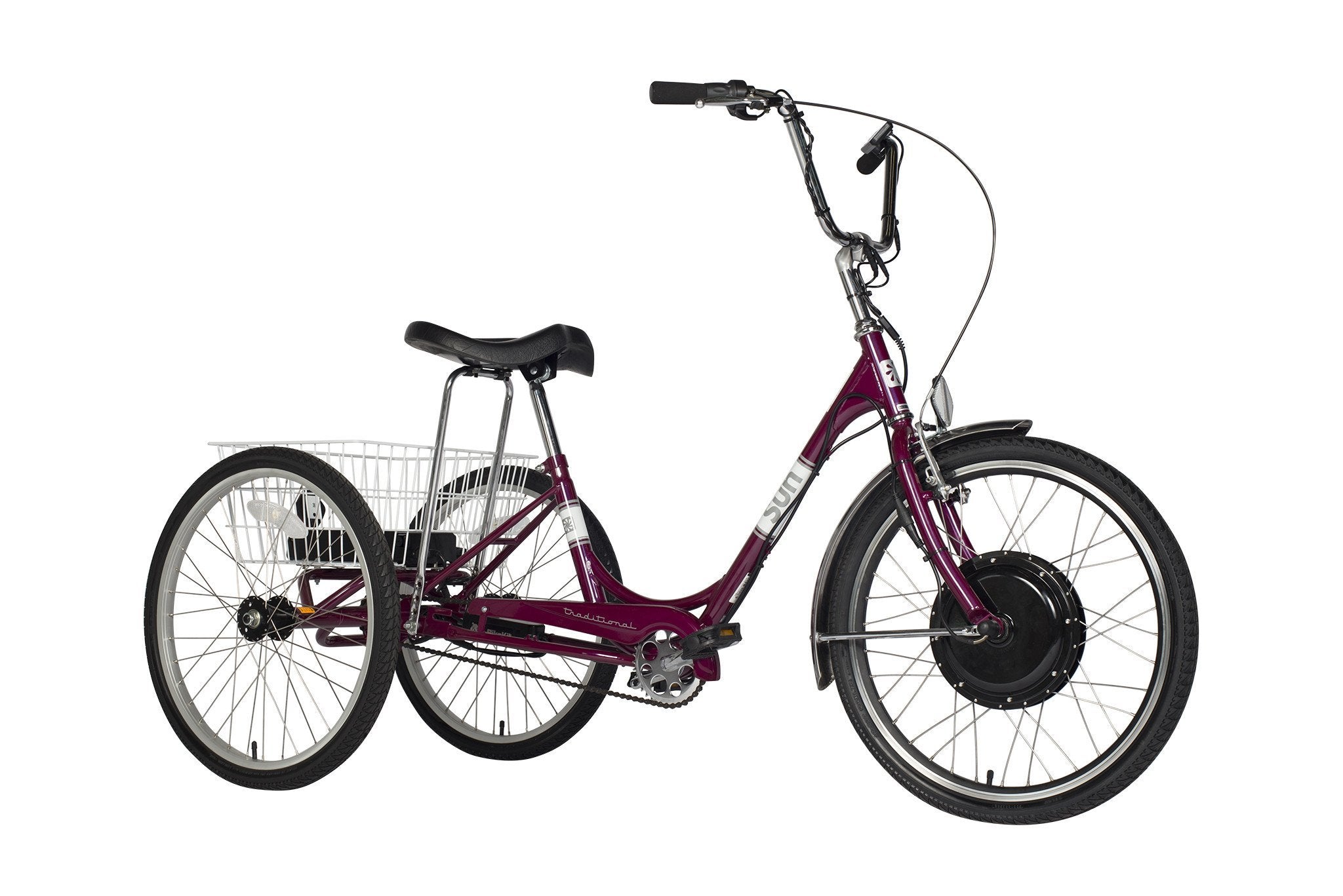 sun 3 wheel bicycles 24" Traditional Electric Tricycle this trike balances stability and control SUN 24" Traditional Electric Tricycle